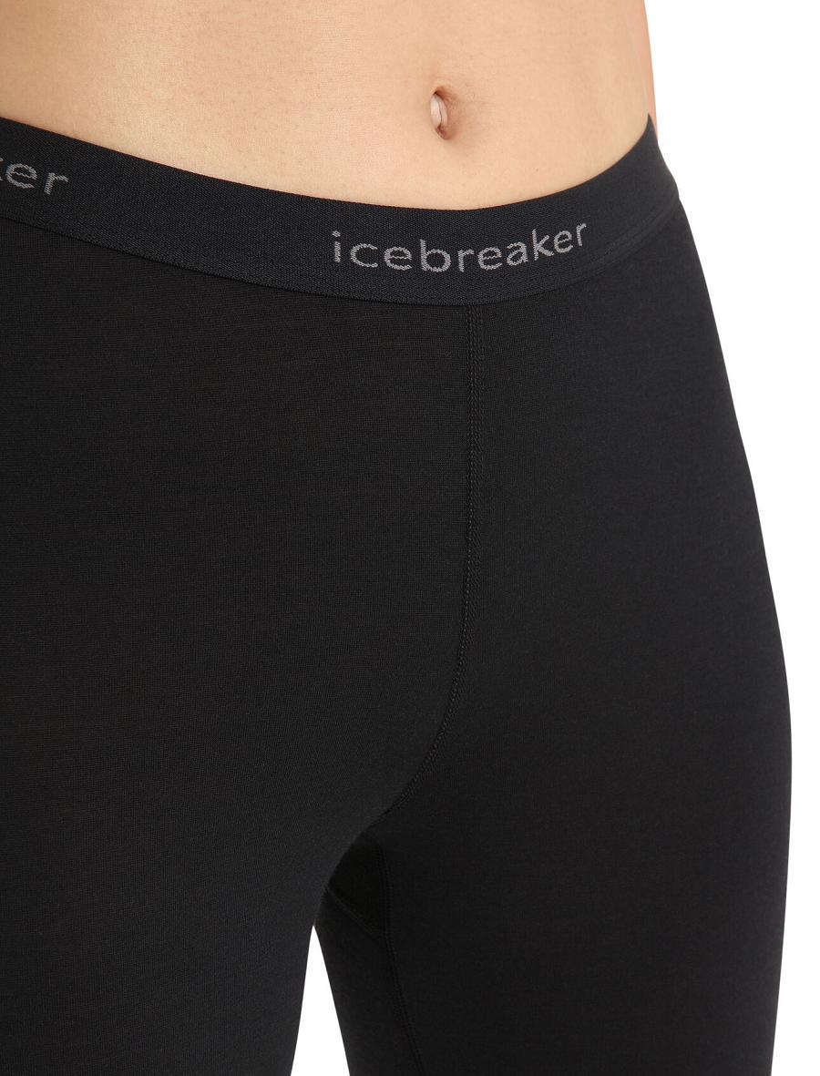 Black Women's Icebreaker Merino 200 Oasis Thermal Leggings | USA 1551NWYB